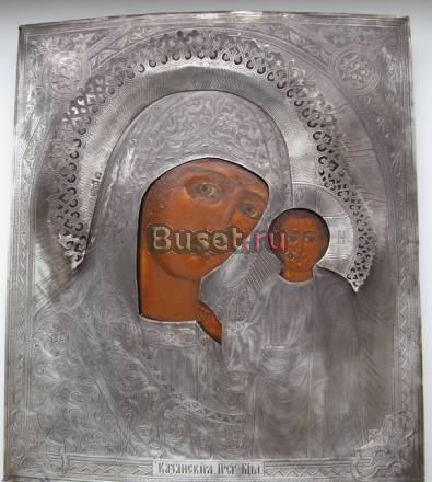 Икона Казанская б.М. серебряный оклад 84 проба Москва