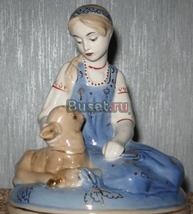 Статуэтка фарфоровая Аленушка и козленочек. Гжель Москва