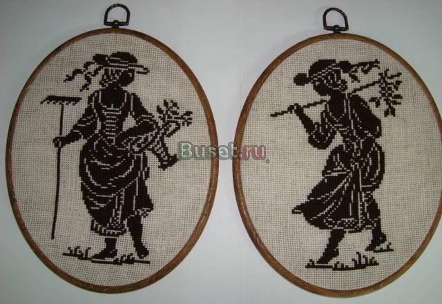 Вышитые крестом две парные картины Москва