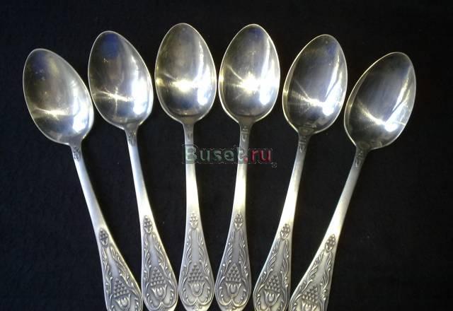 Столовые ложки. Серебро 875пр. 6шт. люкс Москва