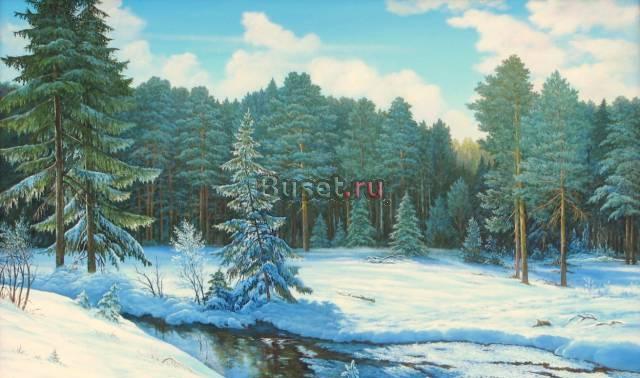 Картина "Зимний пейзаж" холст, масло Москва