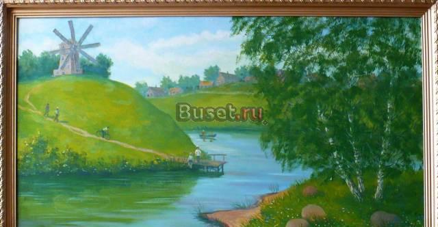 Картина "Деревенский пейзаж" (масло, холст,85х45) Санкт-Петербург