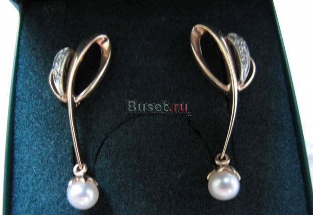 Серьги золотые с жемчугом Москва
