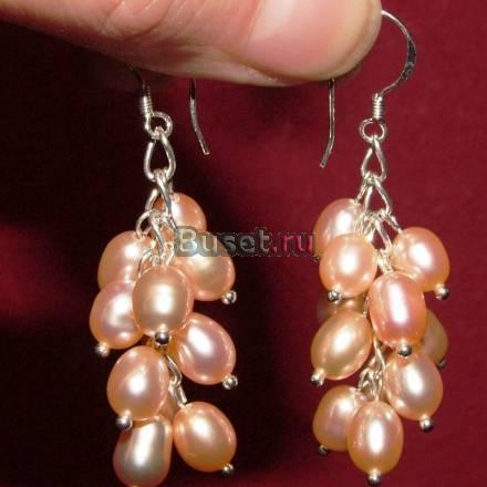 Серьги серебро 925x речной жемчуг из Китая Москва