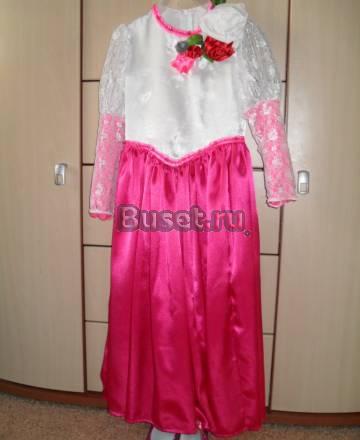 Платье атласное  с шелковыми розами р. 116-122 Москва