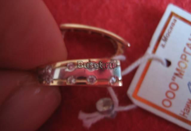Серьги золото белое с красным и фианитики Москва