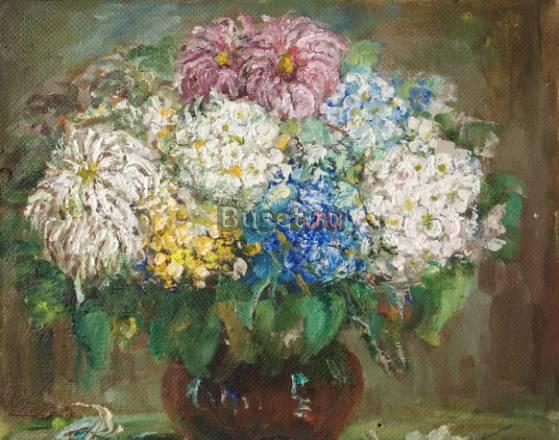 М.Я.Будкеев "Флоксы и хризантемы" 29x34 двп/м Москва