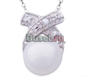 Серебрянная подвеска с натуральным жемчугом Москва