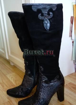 Сапожки на меху, замша и кожа питона 37разм Санкт-Петербург