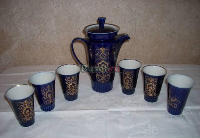 Графин с 6-ю стаканами, кобальт Москва