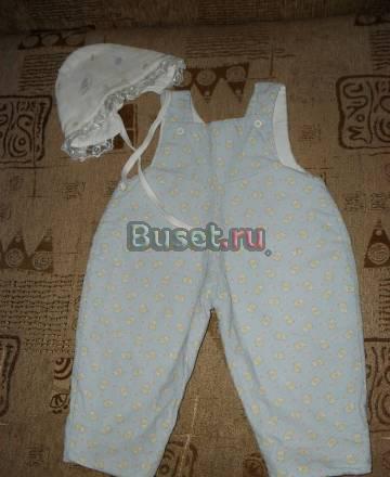 Вельветовый полукомбинезон на девочку+шапочка Москва