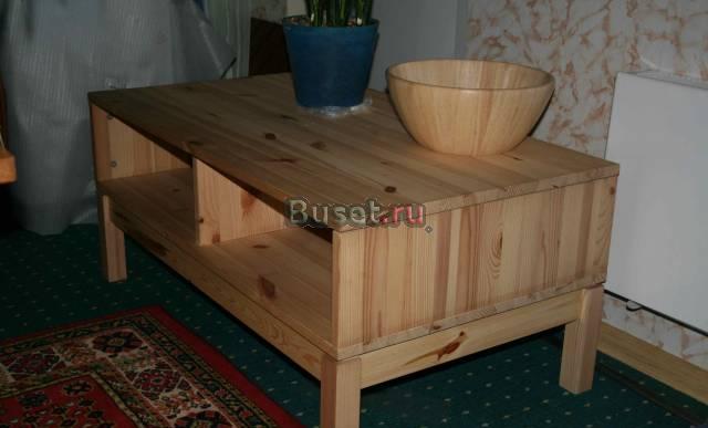 Столик низкий журнальный массив сосны разборный Москва