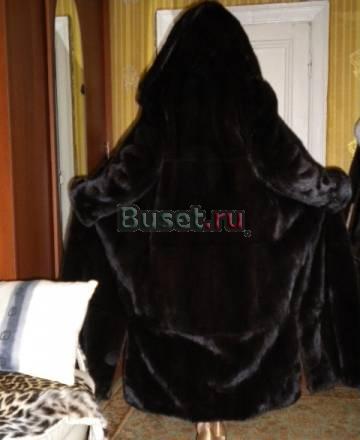 Шуба норковая "горький шоколад" с капюшоном Москва