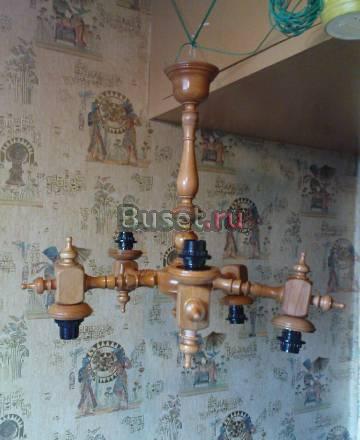 Люстра (дерево бук),5 рожков, новая Москва