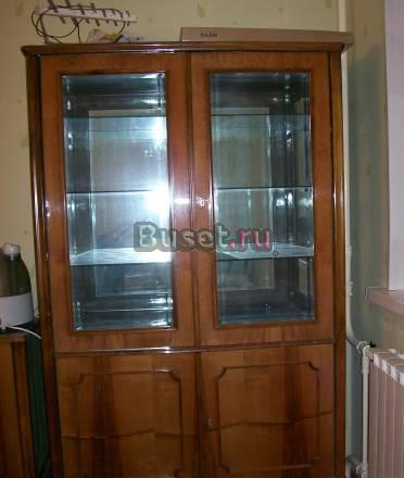 Шкаф Горка с зеркалом и Комод, Полиров, Натур дер Москва