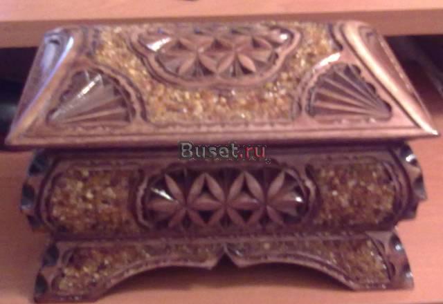 Шкатулки резные с янтарем Калининград