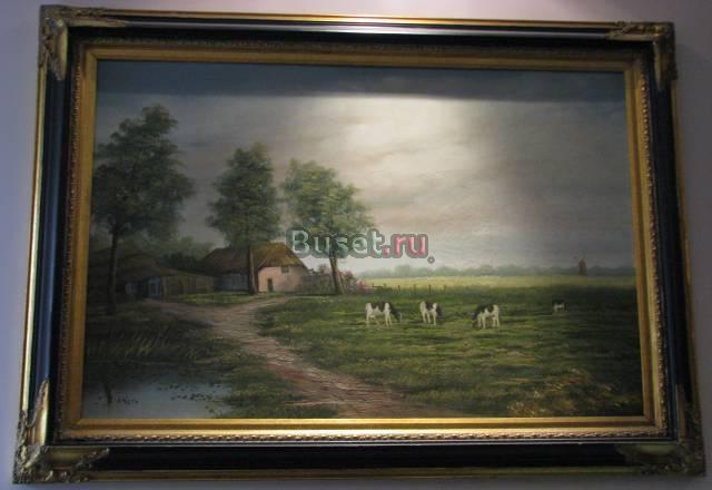 Антикварная картина с рамой. Европа начало 20 века Москва