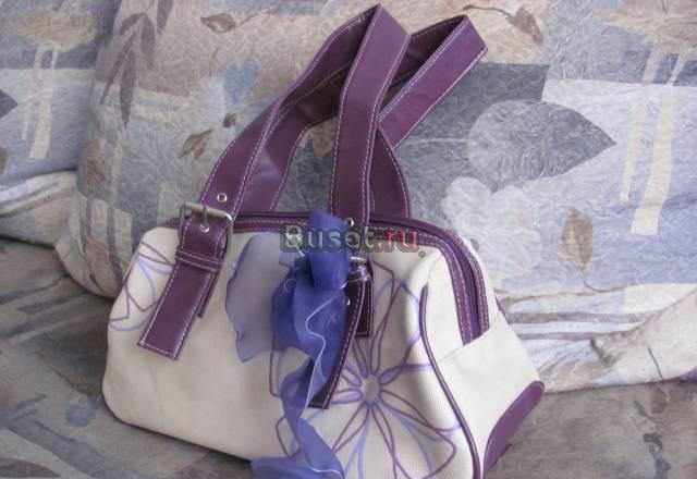 Бежево-фиолетовая сумка с цветочным орнаментом Ростов-на-Дону