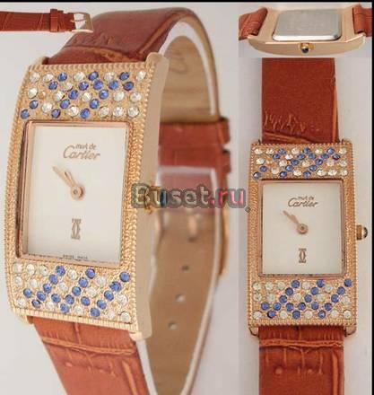 Cartier Argente (Ж., прямоуг., кожа, кварц, стразы) Москва