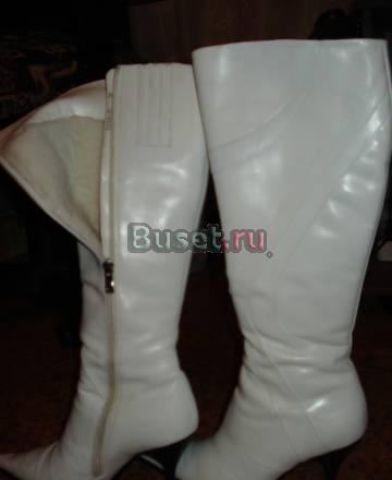 Сапоги зимнии, белые, нат.мех Москва