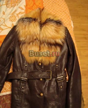 Кожанная куртка с мехом лисы и  подкладка натур Москва