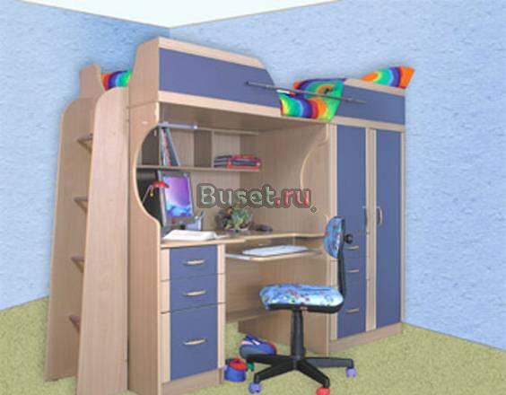 Двухярусная кровать со столом и шкафом Санкт-Петербург