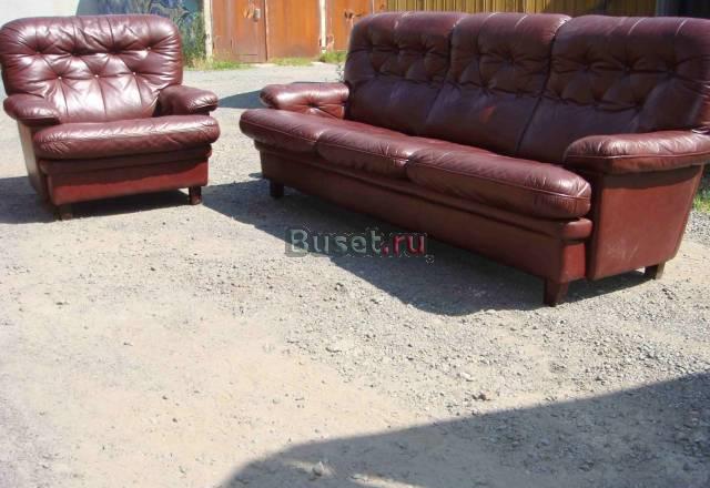 Диван кожаный и кресло Санкт-Петербург