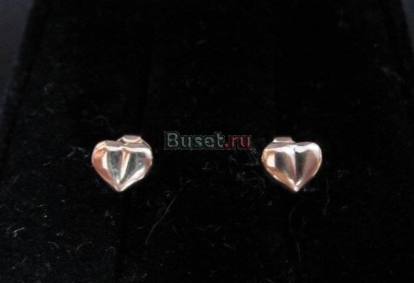 Золотые серьги " Сердце " Санкт-Петербург