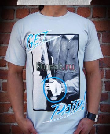 Светло-серая мужская футболка с принтом (новая) Москва