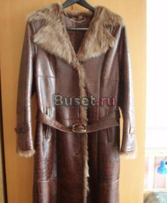 Кожаное пальто с мехом Москва