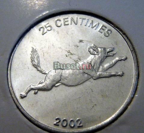 Конго 25 сентимов 2002 (собака) Новосибирск