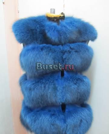 Меховой жилет из песца синий Москва