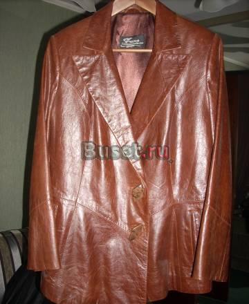 Новый кожаный пиджак 46 российского размера Москва