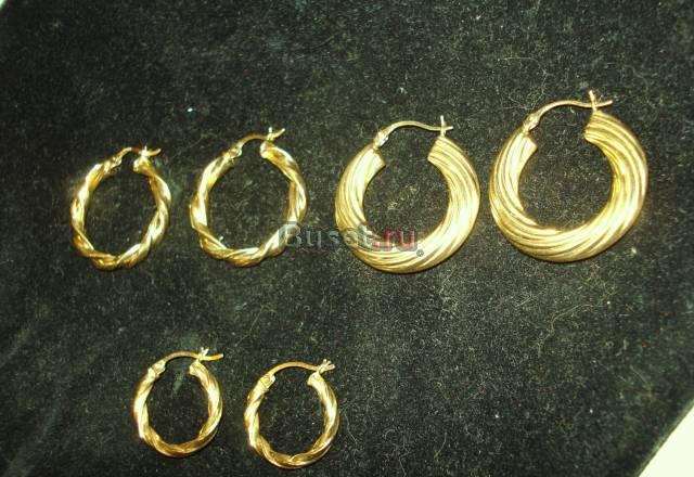 Серьги 14 кт.585 пр.желтое золото. Америка. новые Москва