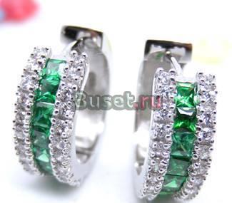 Серьги из серебра 925" с хризолитами арт E6644-G Москва