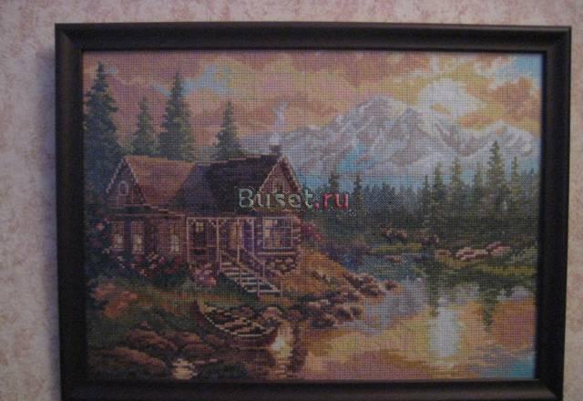 Картина вышитая крестиком "Вечер в горах" Санкт-Петербург