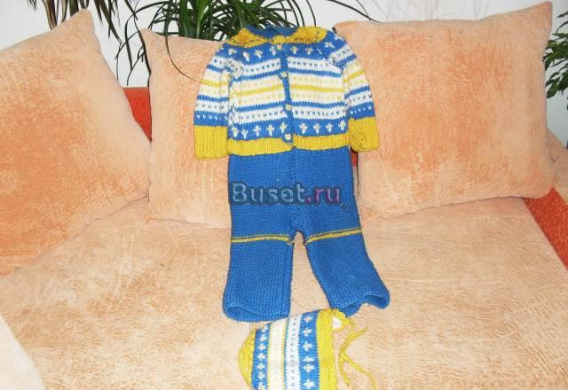 Шерстяной комбинезон и шапка ручной вязки Москва