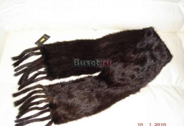Шарф вязаный из норки,тёмно-коричневый Москва