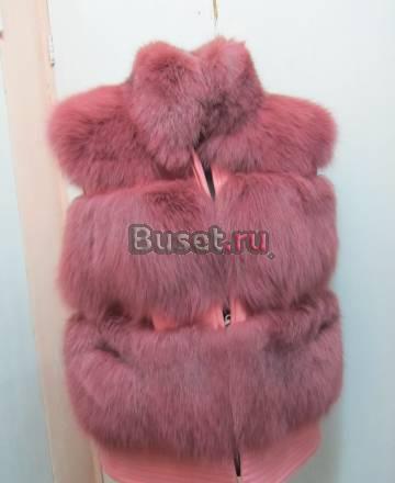 Жилеты из меха песца черный,розовый,синий, шоколад Москва