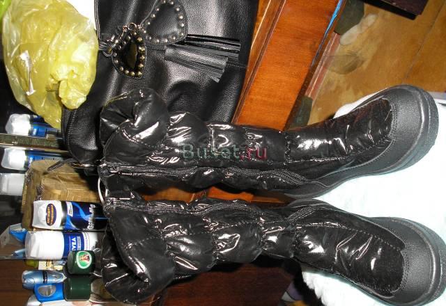 Черные новые сапожки на плоской подошве Москва