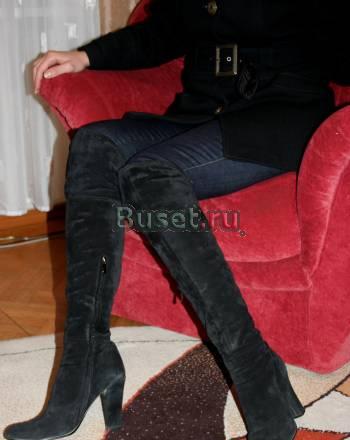 Ботфорты из натуральной замши на высоком каблуке Москва