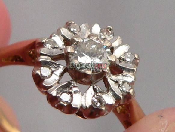 Кольцо 18k золото, бриллианты. Англия. Винтаж Москва