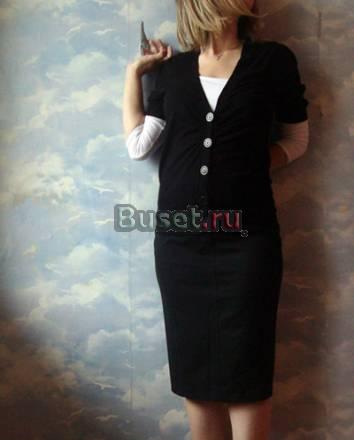 Черная прямая юбка с заклепками и кардиган Topshop Москва