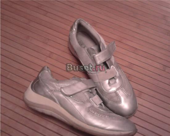 Серебряные кроссовки для девочки (иск. кожа) Москва