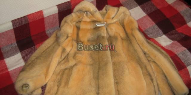 Норковая шуба (персиковый цвет, с капюшоном) Москва