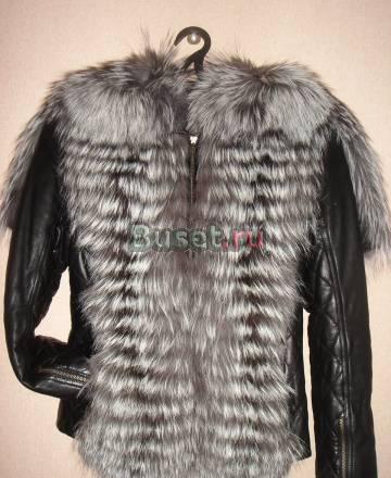 Кожаная модная зимняя куртка с мехом Москва