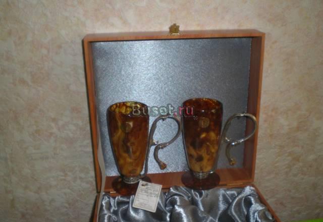 Подарочный набор. Бокалы - янтарь+серебро Москва