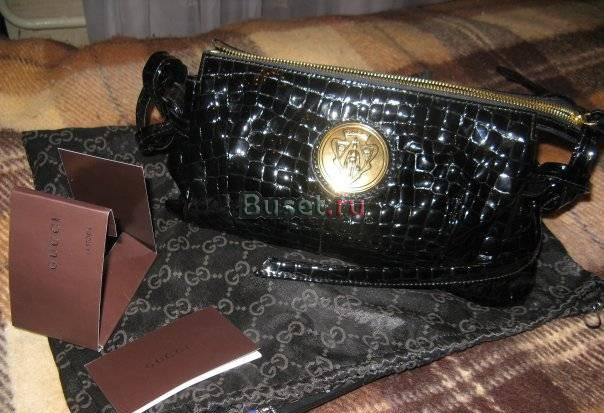 Клатч черный новый лаковый под крокодила gucci Москва