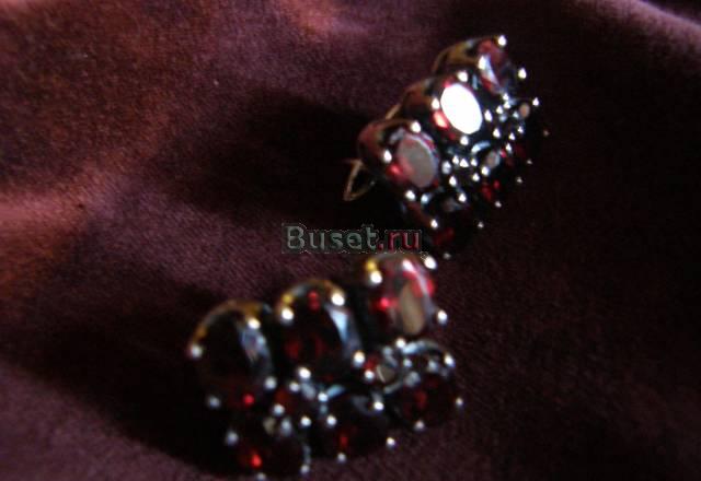 Шикарные серьги серебро с чешскими гранатами Санкт-Петербург