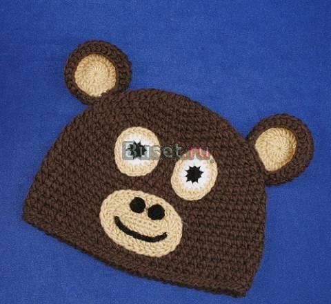 Детская  теплая  шапочка  обезьянка Москва